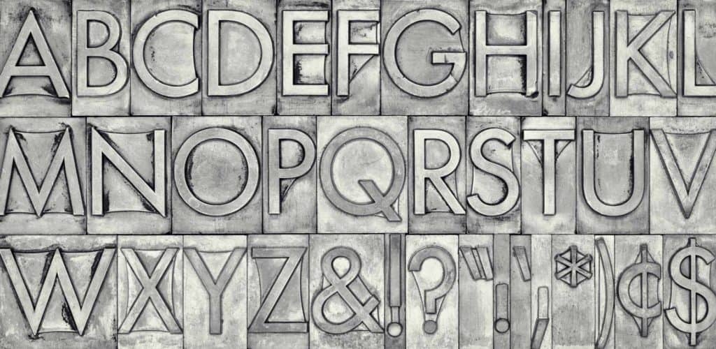 Alhabet in the Futura typeface all caps